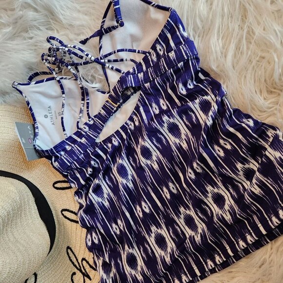 Athleta Aqualuxe Print Molded Bikini Top Blue Swimwear Women’s Sz XS NWT‎ - Picture 5 of 14